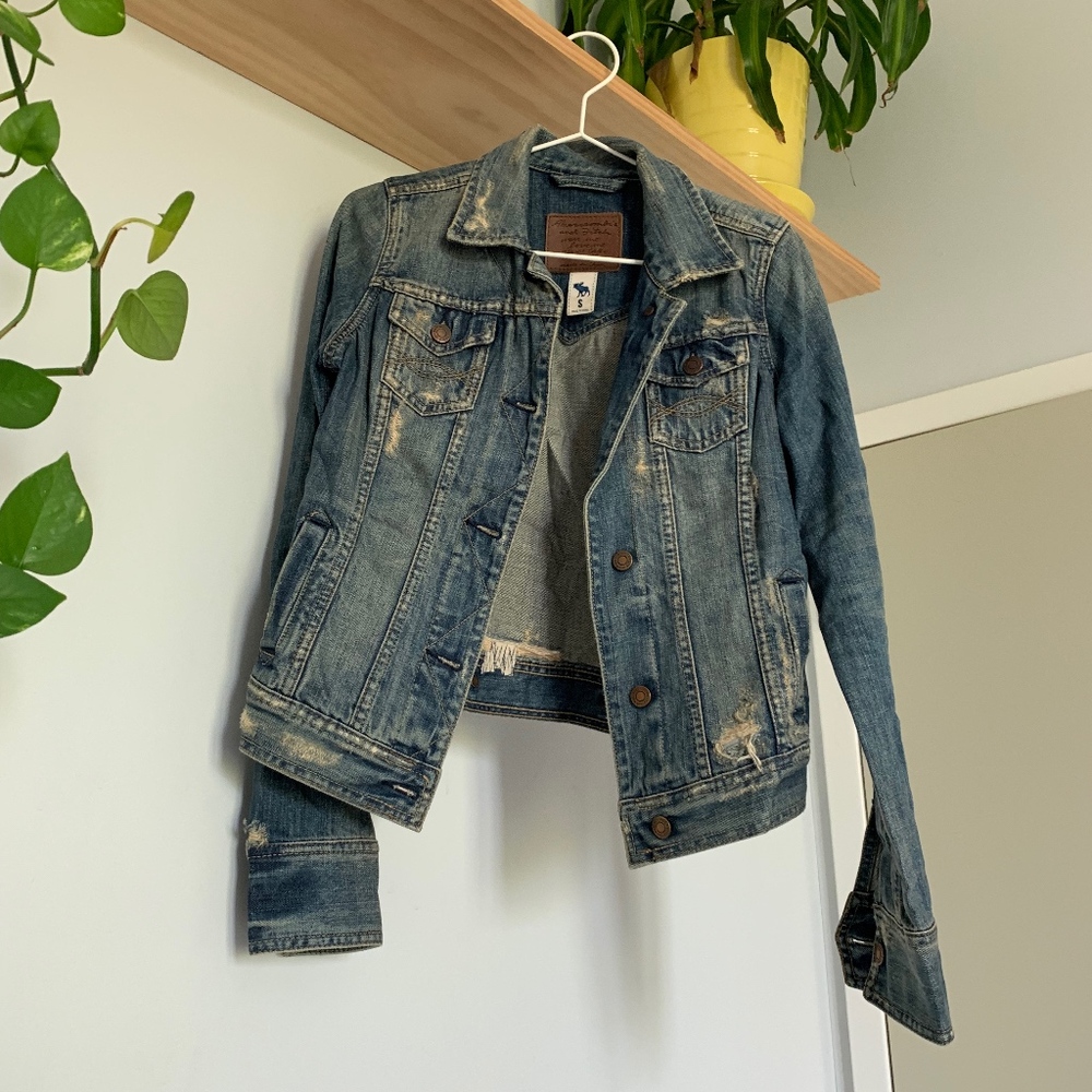 A&F Distressed Denim Jacket (Small)
